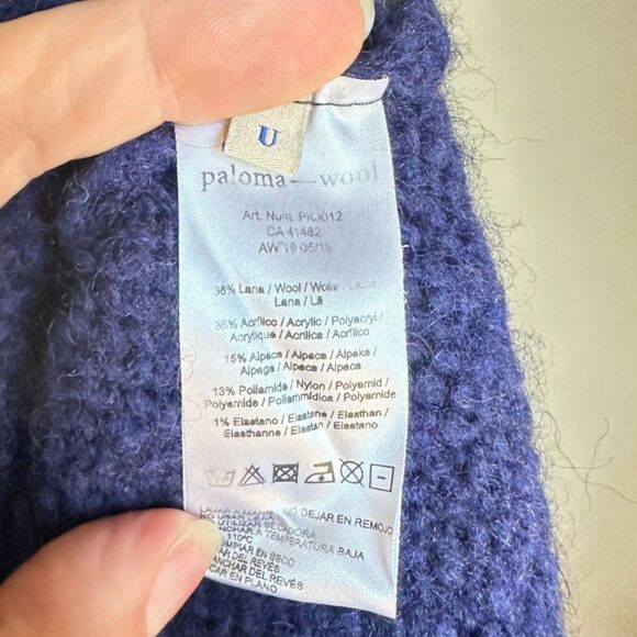 Paloma Wool Women's Cut Piero Knit Face Jumper Sweater Blue Alpaca Wool Size U - Picture 9 of 9